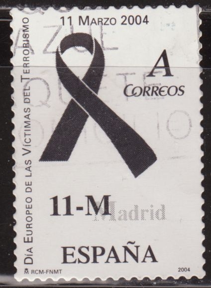 España 2004 4073 Sello º Victimas del Terrorismo Lazo Negro recuerdo atentado 11 Marzo Madrid Sellos España Espana Timbres Espagne stamps Spain